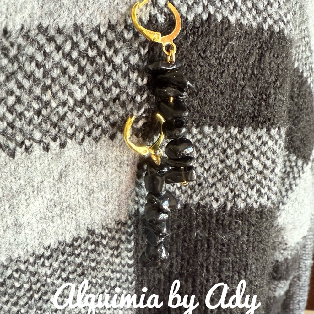 Fall + Boho + Onyx Black and Gold Earrings